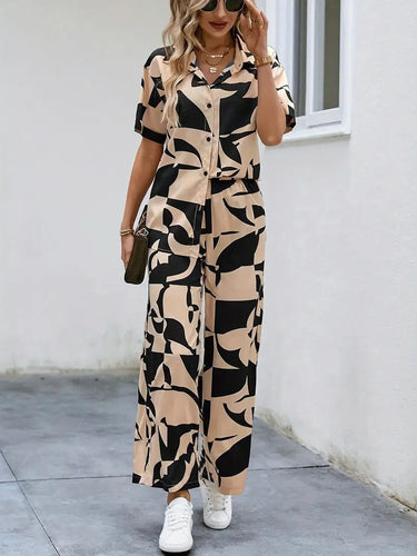 My Western Rayon Button Front Short Graphic Print Elegant Two Piece Set for Women My Western